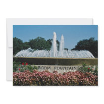 Red Mecom Fountain located on Main Street flowers Custom Announcement