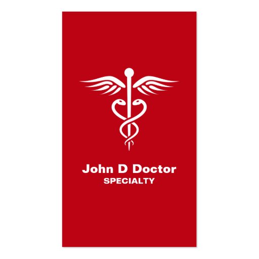 Red medical doctor or healthcare business cards (front side)