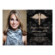 Red Medical School Graduation Announcement Invite