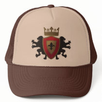 Red Medieval Lion Heraldry Hat