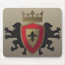 Red Medieval Lion Heraldry Mousepad