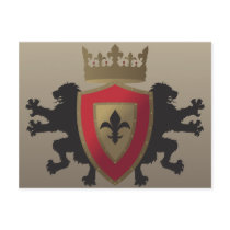 Red Medieval Lion Heraldry Postcard