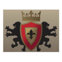 Red Medieval Lion Heraldry Postcard