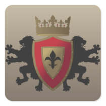 Red Medieval Lion Heraldry Stickers