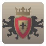 Red Medieval Lion Heraldry Stickers