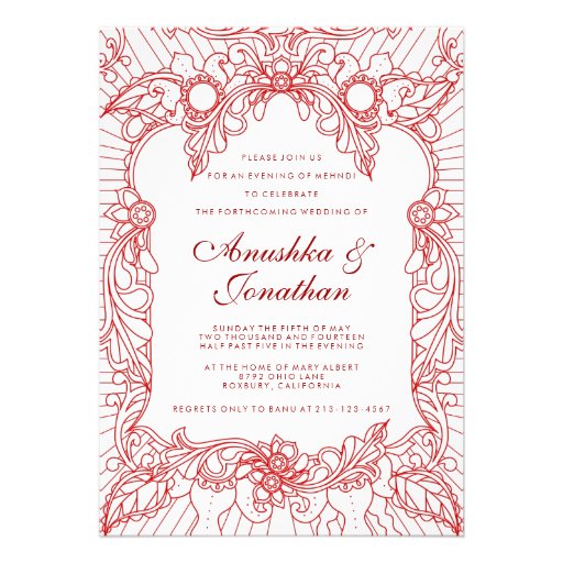 Red Mehndi Party | Mehndi Invitation