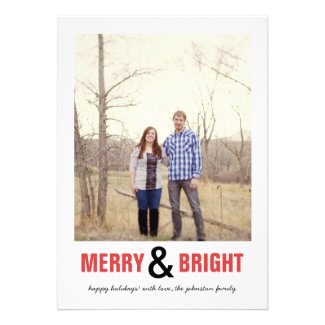 Red Merry &amp; Bright Christmas Photo Flat Cards