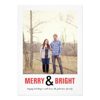 Red Merry & Bright Christmas Photo Flat Cards