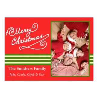 Red Merry Christmas 2 Photo Family Card
