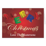 Red Merry Christmas Floating Letters xmas card cards