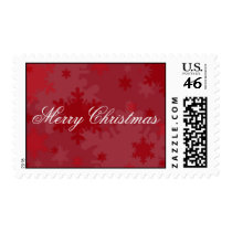 Red Merry Christmas Snowflakes postage