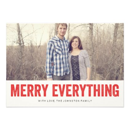 Red Merry Everything Christmas Photo Flat Cards