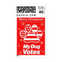 Red MerryChristmas Stamps From My Dog Votes stamps