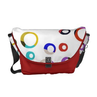 Red Messenger Bag with Colorful Retro Rings rickshawmessengerbag