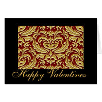 Red Metal Damask Gold Foil Valentines Card
