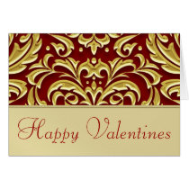 Red Metal Damask Gold Foil Valentines Day Card
