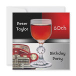 Red Metal Silver Red Car Mens 60th Birthday Man Personalized Invitations