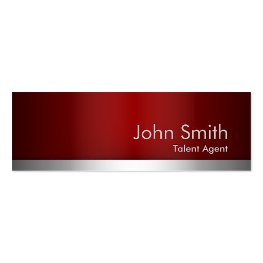 Red Metal Talent Agent Business Card (front side)
