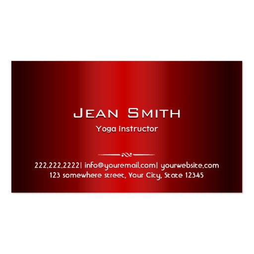 Red Metal Yoga instructor Business Card (front side)