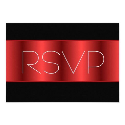 Red Metallic black RSVP Personalised Invitation