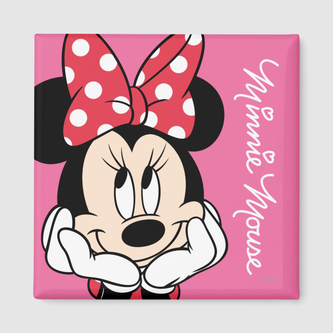 Red Minnie Head In Hands Magnet Zazzle