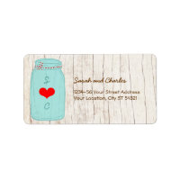 Red & Mint Mason Jar Wedding Address Label