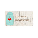 Red & Mint Mason Jar Wedding Address Label labels