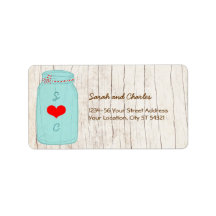 Red & Mint Mason Jar Wedding Address Label