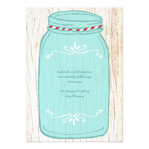 Red & Mint Mason Jar Wedding Personalized Invite