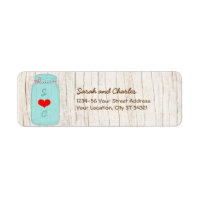 Red & Mint Mason Jar Wedding Return Address Label