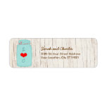 Red & Mint Mason Jar Wedding Return Address Label