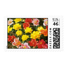 Red Mixed doubles early flowers Postage Stamps