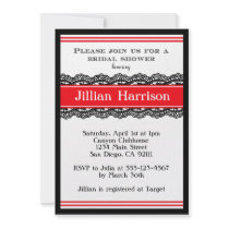 Red Modern Bridal Wedding Shower Invitations