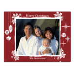 Red Modern Christmas Family  Photo Postcard