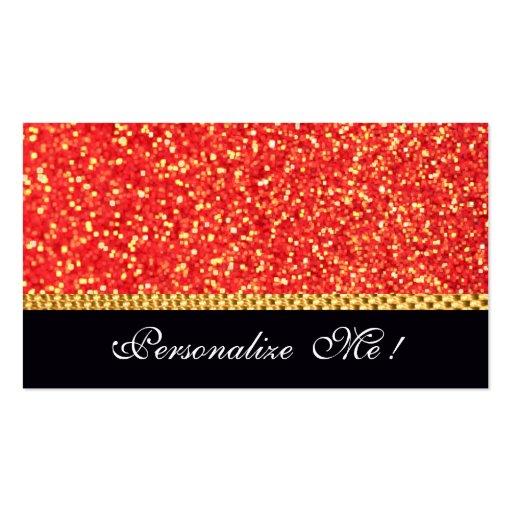 Red Modern Elegant Glitter Bling Cool Cute Girly Business Cards (front side)