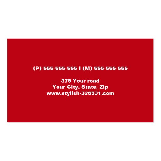 Red modern generic simple masculine personal business card templates (back side)