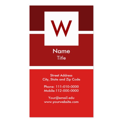 Red Modern Monogram Business Card