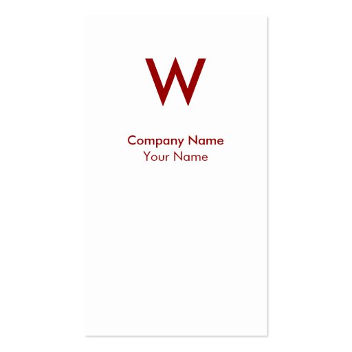 Red Modern Monogram Business Card (back side)