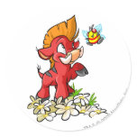 Red Moehog and Buzz Round Stickers
