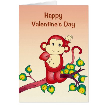 Red Monkey Animal Valentines Day Stationery Note Card