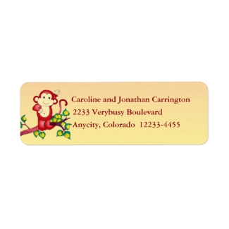 Red Monkey Return Address Label