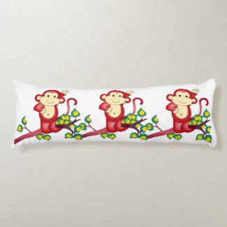 Red Monkeys Animal Body Pillow