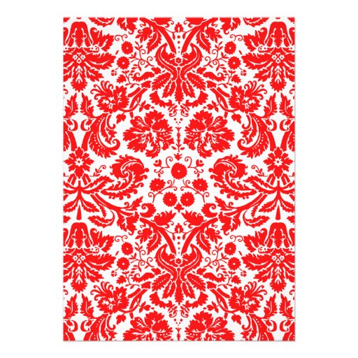 Red Monogram Damask Bridal Shower Invitations
