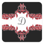 red monogram envelope seal square sticker