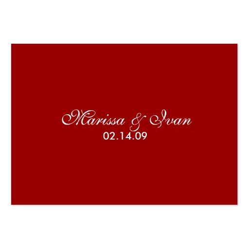 Red Monogram Reception Card Business Card (back side)