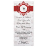 red monogram Wedding program Rack Card Design