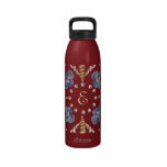Red Monogrammed Seashell Art Aluminum Water Bottle