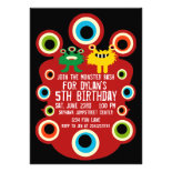 Red Monster Eyes Birthday Party Invitation
