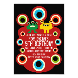 Red Monster Eyes Birthday Party Invitation