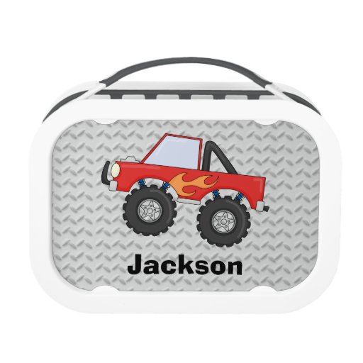 Red Monster Truck Boys Personalized Lunch Box Zazzle